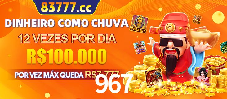 Banner do programa de recompensas Recomende para amigos do 967, detalhando os bônus por convidar amigos, com prêmios que chegam a R$288.888.