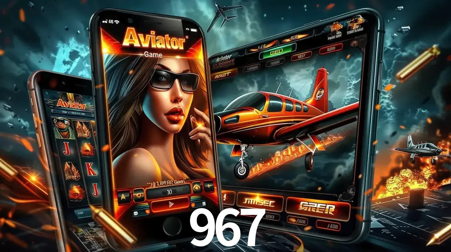 O popular jogo de apostas Aviator exibido em vários celulares e tablets, mostrando a interface emocionante e a ação de voo disponíveis para jogar agora no 967.