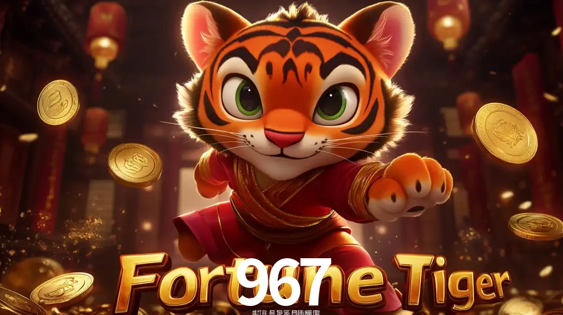 O carismático mascote do jogo de slot Fortune Tiger, um tigre fofo em pose de artes marciais, pronto para trazer sorte e multiplicadores de ganhos no cassino online 967.